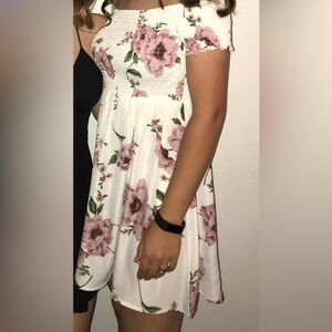 Off shoulder white floral dress